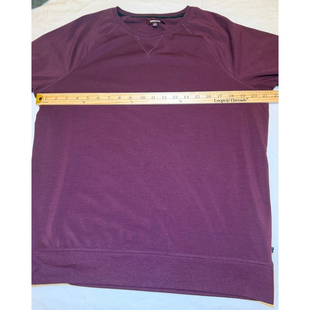 Tommy John Mens Burgundy Raglan Sleeve Crew Neck Lounge Sweatshirt Large - Picture 7 of 8